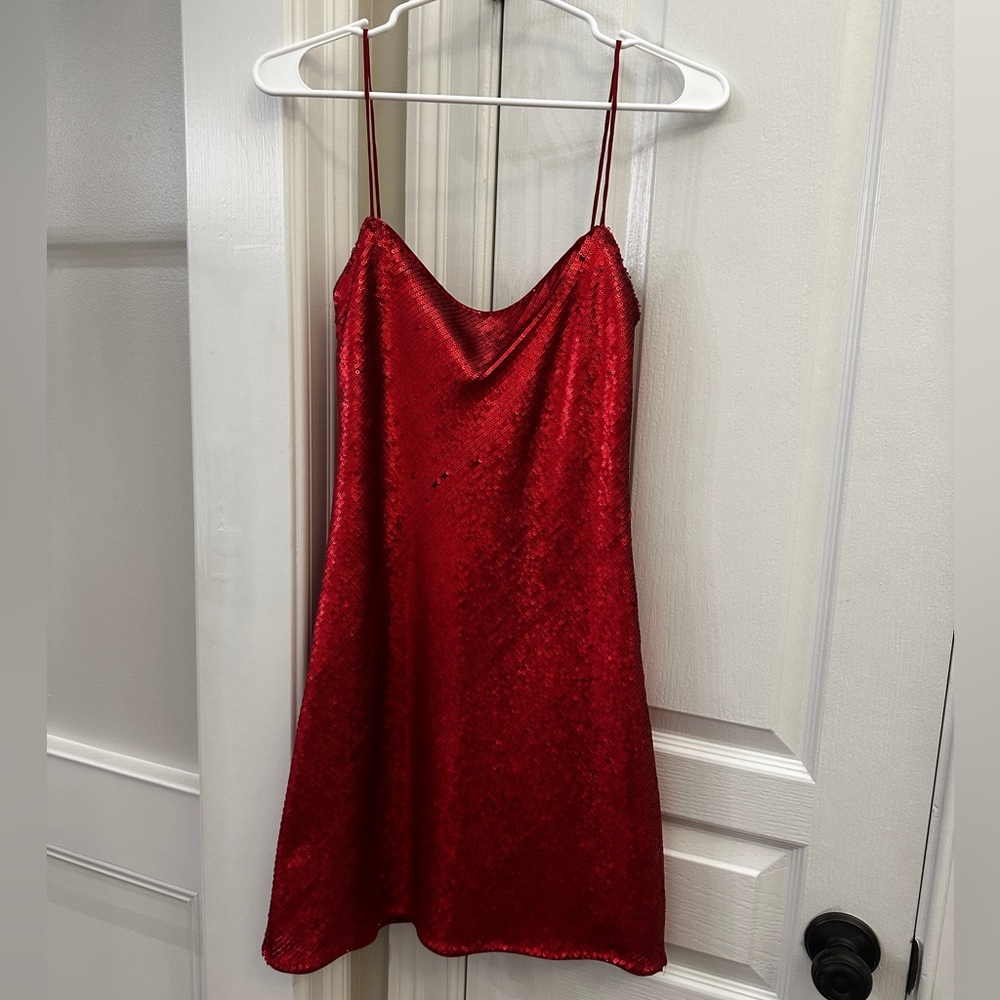 Zara Red Sequin Dress NWT small